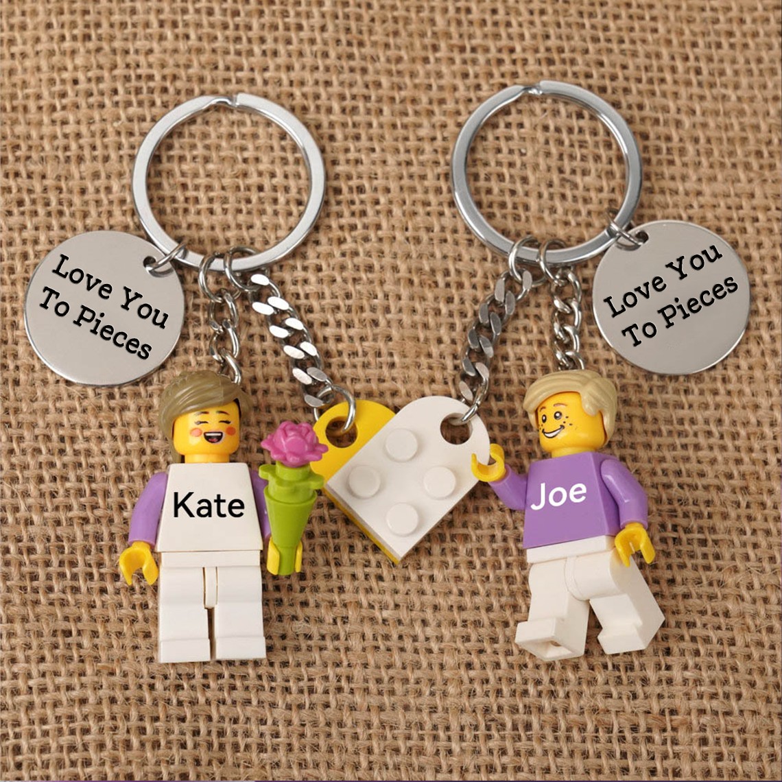 Personalized Tiny Figures Keychain With Names For Boyfriend Girlfriend Valentine's Day Gift