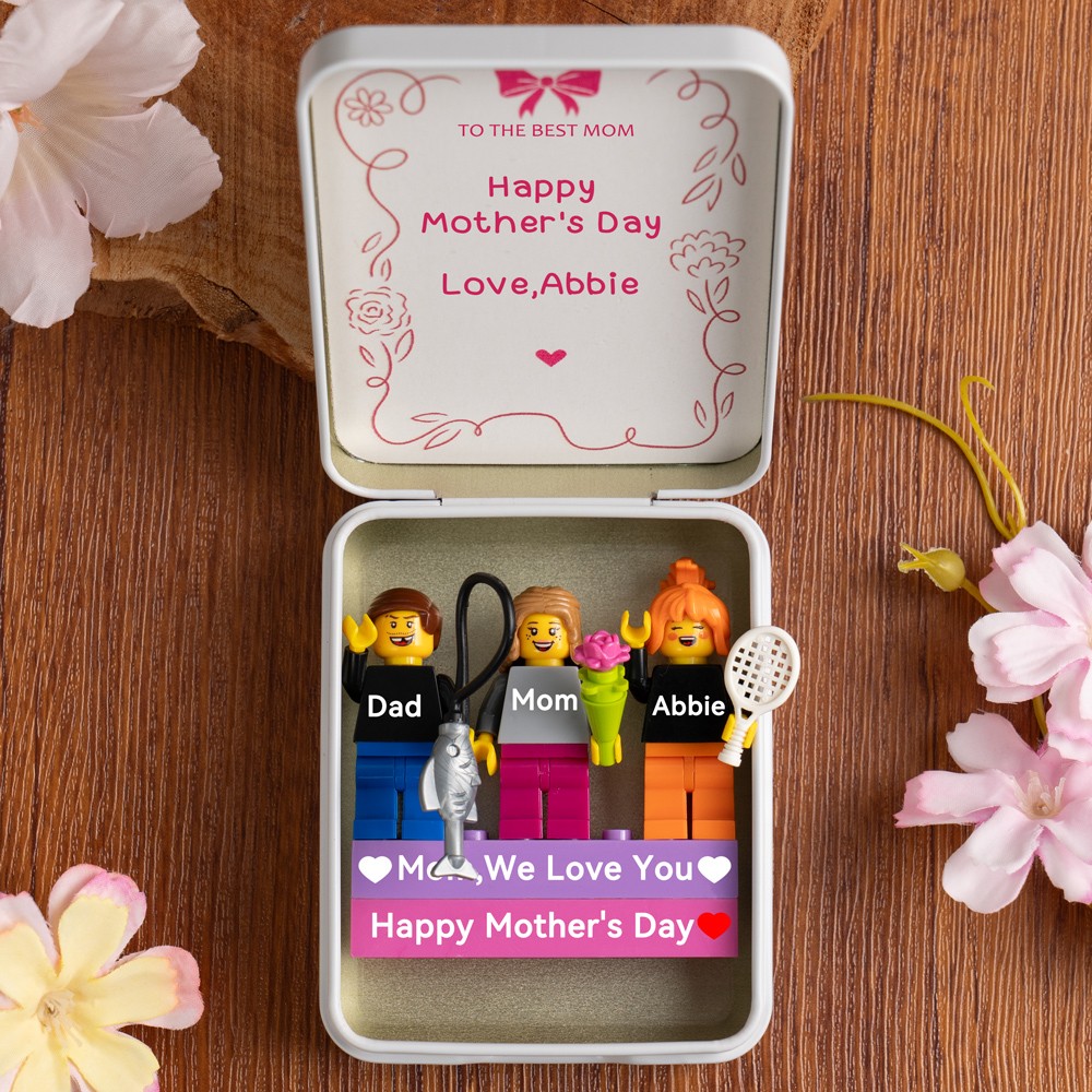 Personalized Mom Kids Minifigures With Frame For Mom Mother's Day Gift
