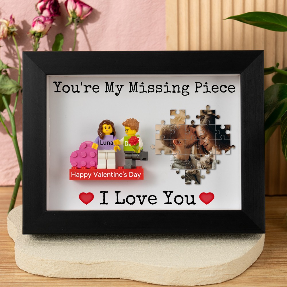 You're My Missing Piece Custom Couple Figures Photo Frame For Valentine's Day Gift