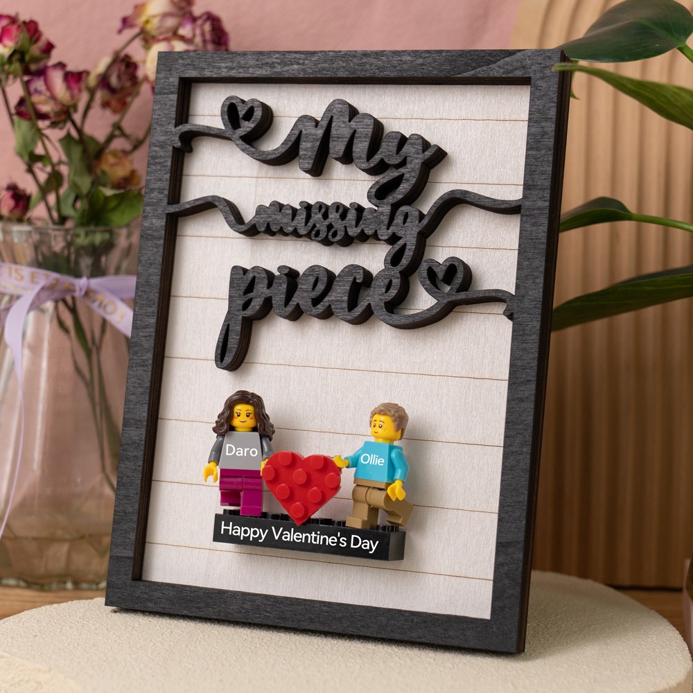 Found My Missing Piece Custom Couple Name Figures Frame For Valentine's Day Gift