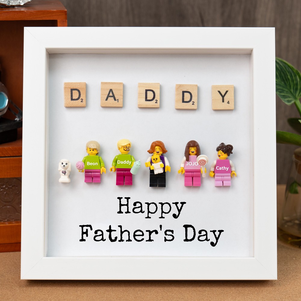 Personalized Minifigures With Kids Name For Dad Father's Day Gift