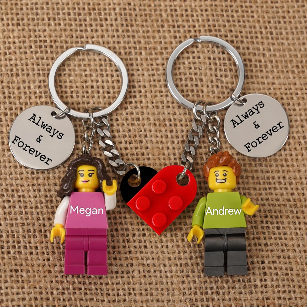 Personalized Tiny Figures Keychain With Names For Boyfriend Girlfriend Valentine's Day Gift
