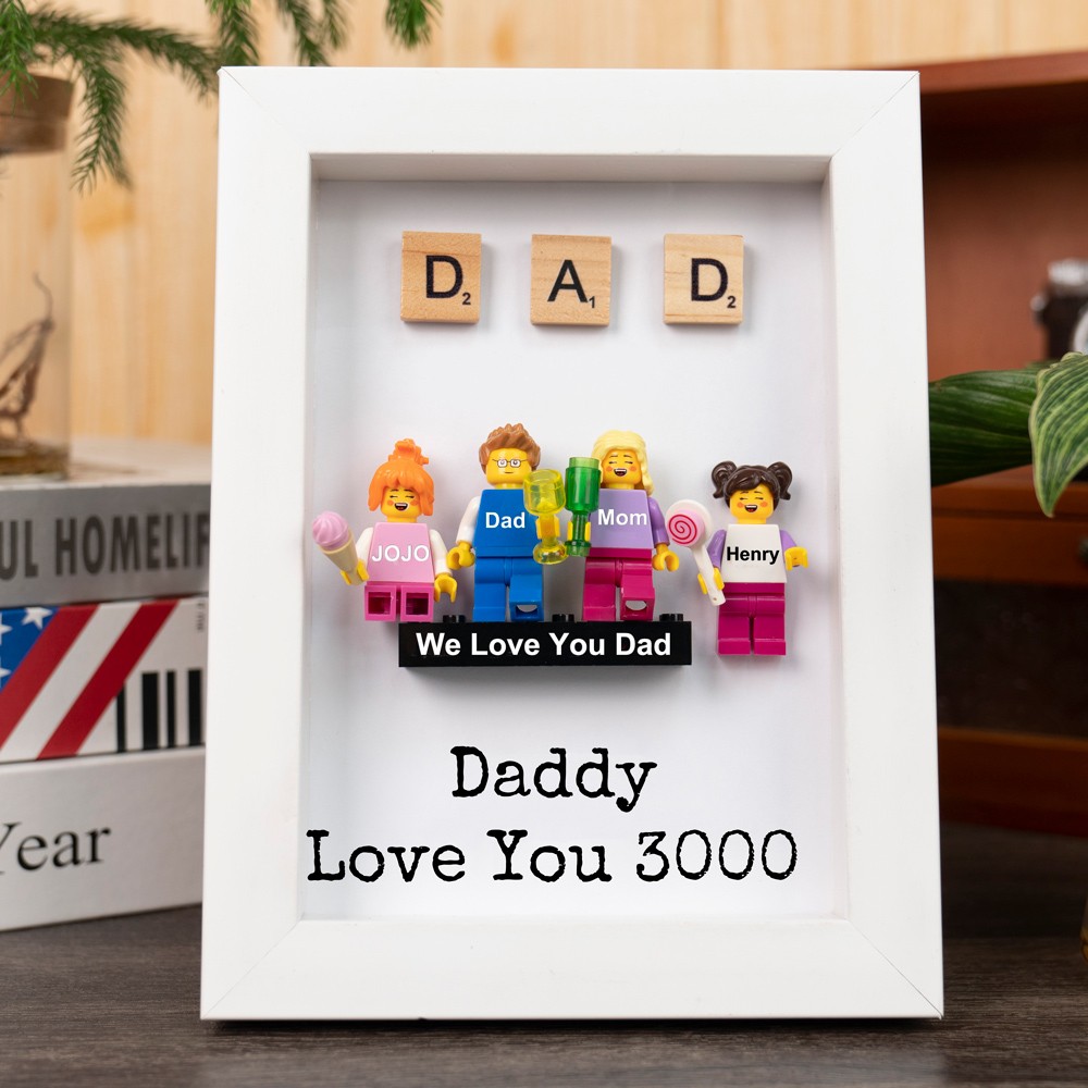 Personalized Minifigures With Kids Name For Dad Father's Day Gift