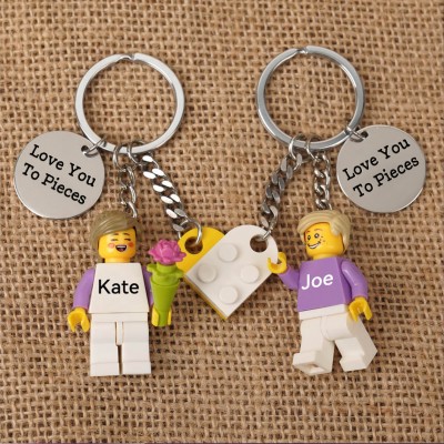 Personalized Tiny Figures Keychain With Names For Boyfriend Girlfriend Valentine's Day Gift