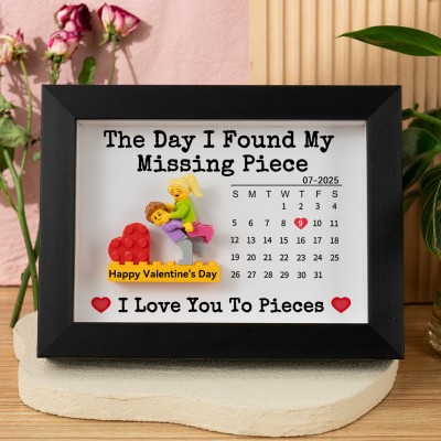 The Day I Found My Missing Piece Custom Couple Figures Calendar Frame For Valentine's Day Gift