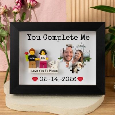 You Complete Me Custom Couple Figures Photo Frame For Valentine's Day Gift