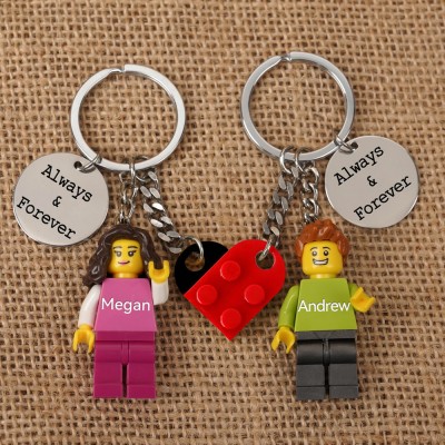 Personalized Tiny Figures Keychain With Names For Boyfriend Girlfriend Valentine's Day Gift