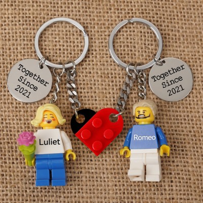 Personalized Tiny Figures Keychain With Names For Boyfriend Girlfriend Valentine's Day Gift