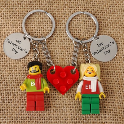 Personalized Tiny Figures Keychain With Names For Boyfriend Girlfriend Valentine's Day Gift