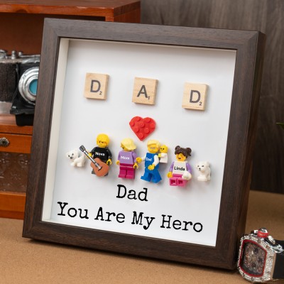 Personalized Minifigures With Kids Name For Dad Father's Day Gift