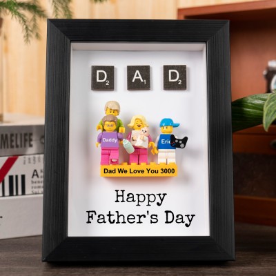 Personalized Minifigures With Kids Name For Dad Father's Day Gift