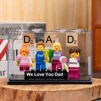 Custom Minifigures With Kids Name For Dad Father's Day Gift