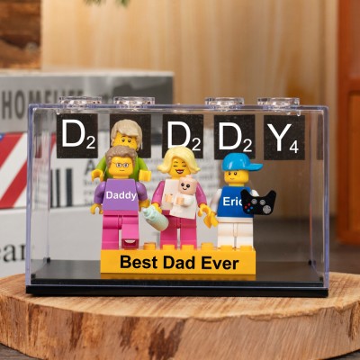 Custom Minifigures With Kids Name For Dad Father's Day Gift