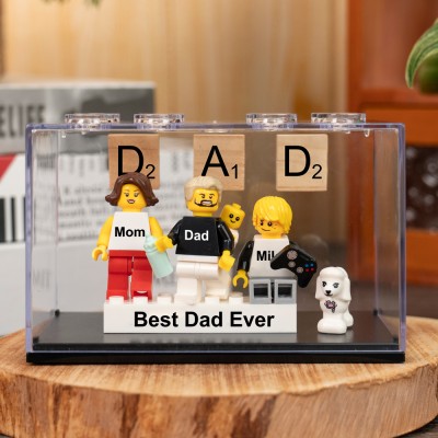 Custom Minifigures With Kids Name For Dad Father's Day Gift