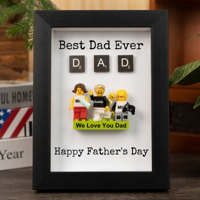 Personalized Minifigures With Kids Name For Dad Father's Day Gift