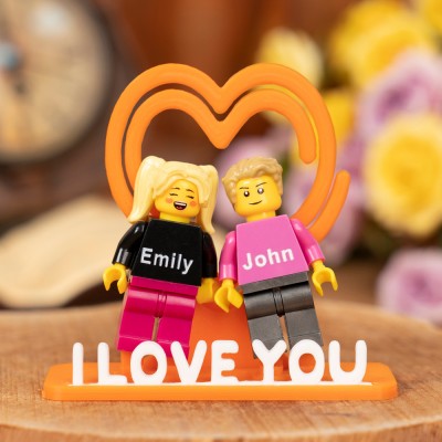 Personalized Names and Love Message Two Figures Gift for Couples Girlfriend Boyfriend Gift