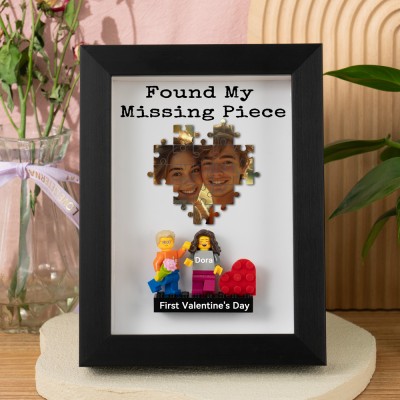 Found My Missing Piece Custom Couple Figures Photo Frame For Valentine's Day Gift