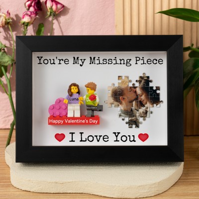 You're My Missing Piece Custom Couple Figures Photo Frame For Valentine's Day Gift