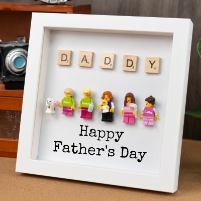 Personalized Minifigures With Kids Name For Dad Father's Day Gift
